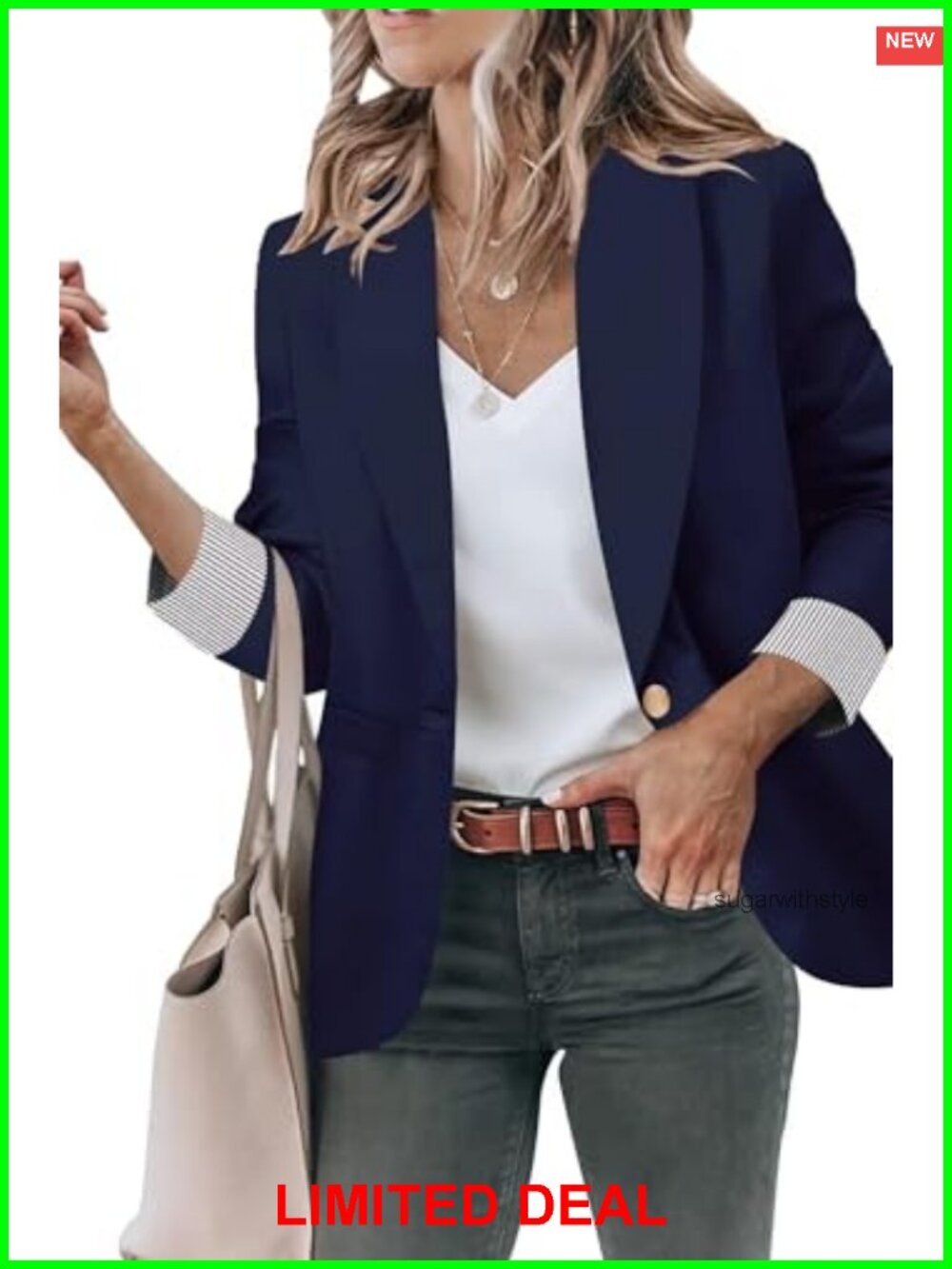 Genhoo Blazer Jacket Women Work Office Casual Button Front Blazer with Pockets